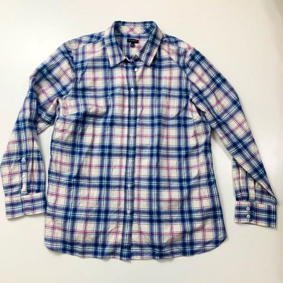 Talbots CLASSIC COTTON SHIRT - ENCHANTED BLUE PLAID Size medium - Picture 4 of 8